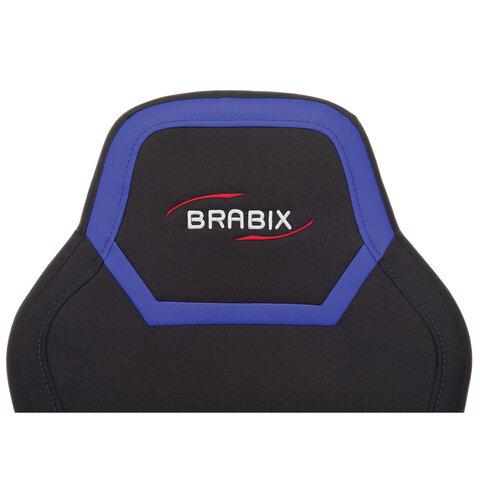 Кресло компьютерное BRABIX "Alpha GM-018", ткань/экокожа, черное/синее, 532638, GM-018_532638