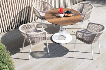 "Диего" обеденная группа на 4 персоны, круглый стол "дуб", цвет бежевыйцвет Бежевый