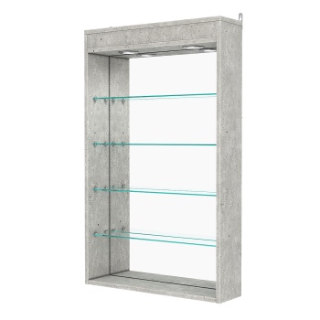 Витрина настенная №2-4Г с зеркалом и с подсветкой, Метрополитан Грей