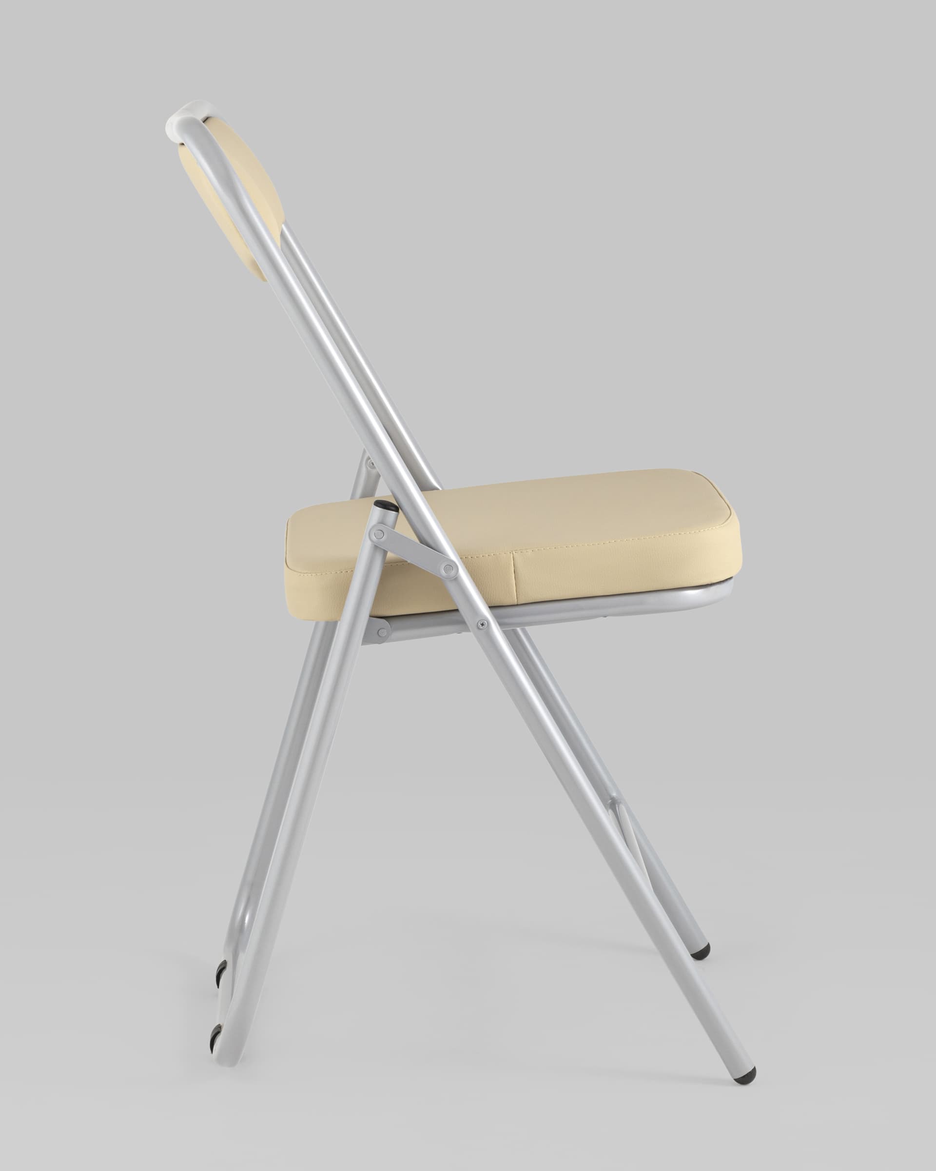 Складной стул Джонни экокожа кремовый каркас металлик
