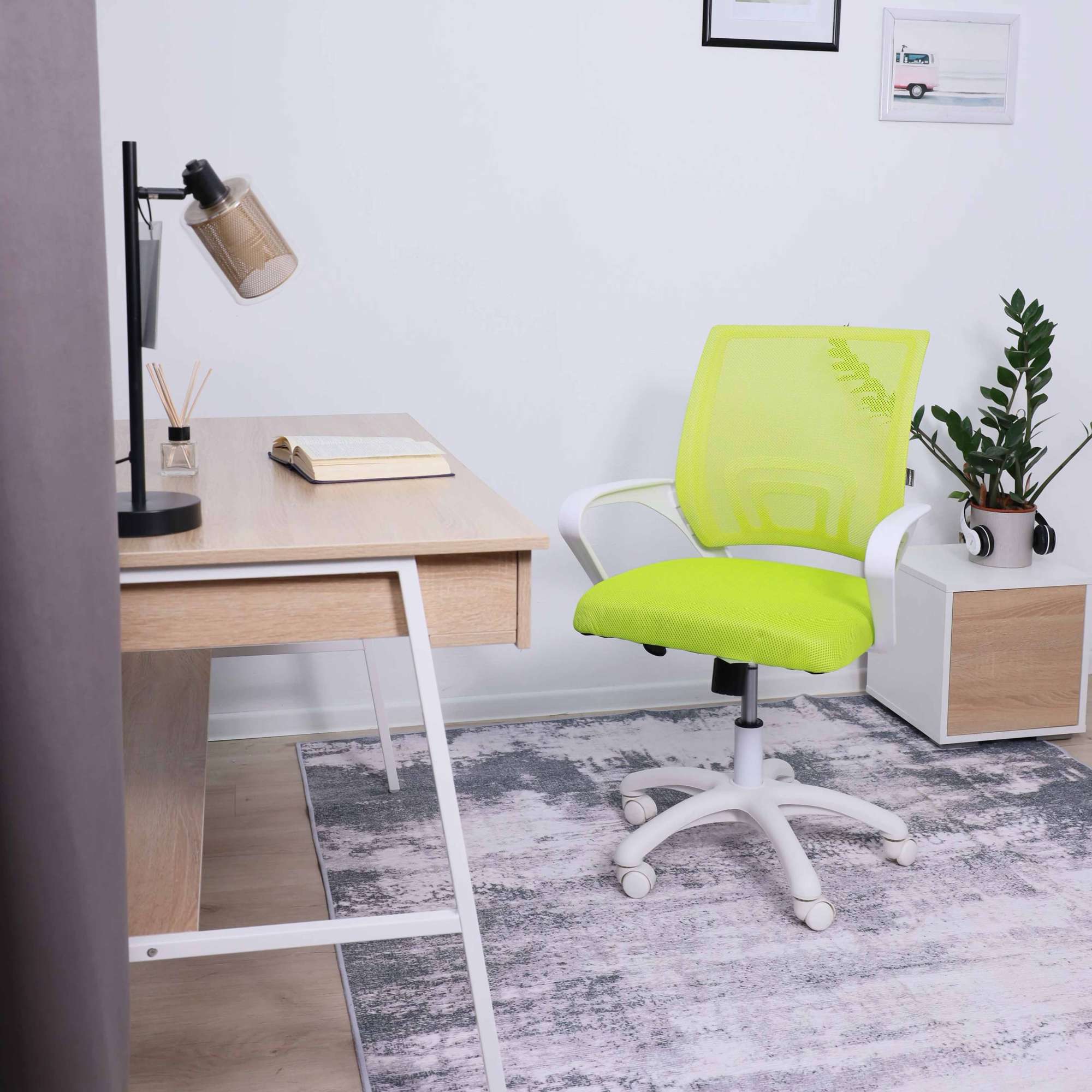 Кресло поворотное RICCI NEW, WHITE (салатовый)