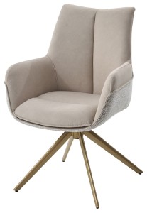 Стул ПОНТУС (PONTUS) 360 град, цвет КРЕМОВЫЙ (RIELY-111/PRESENT-120)/ ШАМПАНЬ каркас, ®DISAUR