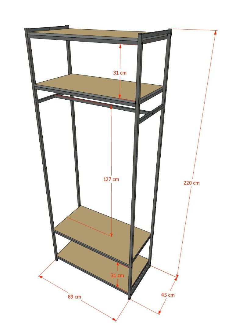 Стеллаж для одежды A2290-15-ЧЧ 220х90х45
