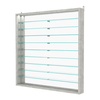 Витрина настенная с регулировочными полками №4-8ГУ-РЕГ с зеркалом и с подсветкой, Метрополитан Грей