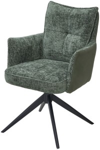 Стул ДЖОЗЕФ (JOSEF) 360 поворот. HAGA-74 Зеленый, ткань/ HJ002-18 Зеленый, экокожа / черный, ®DISAUR