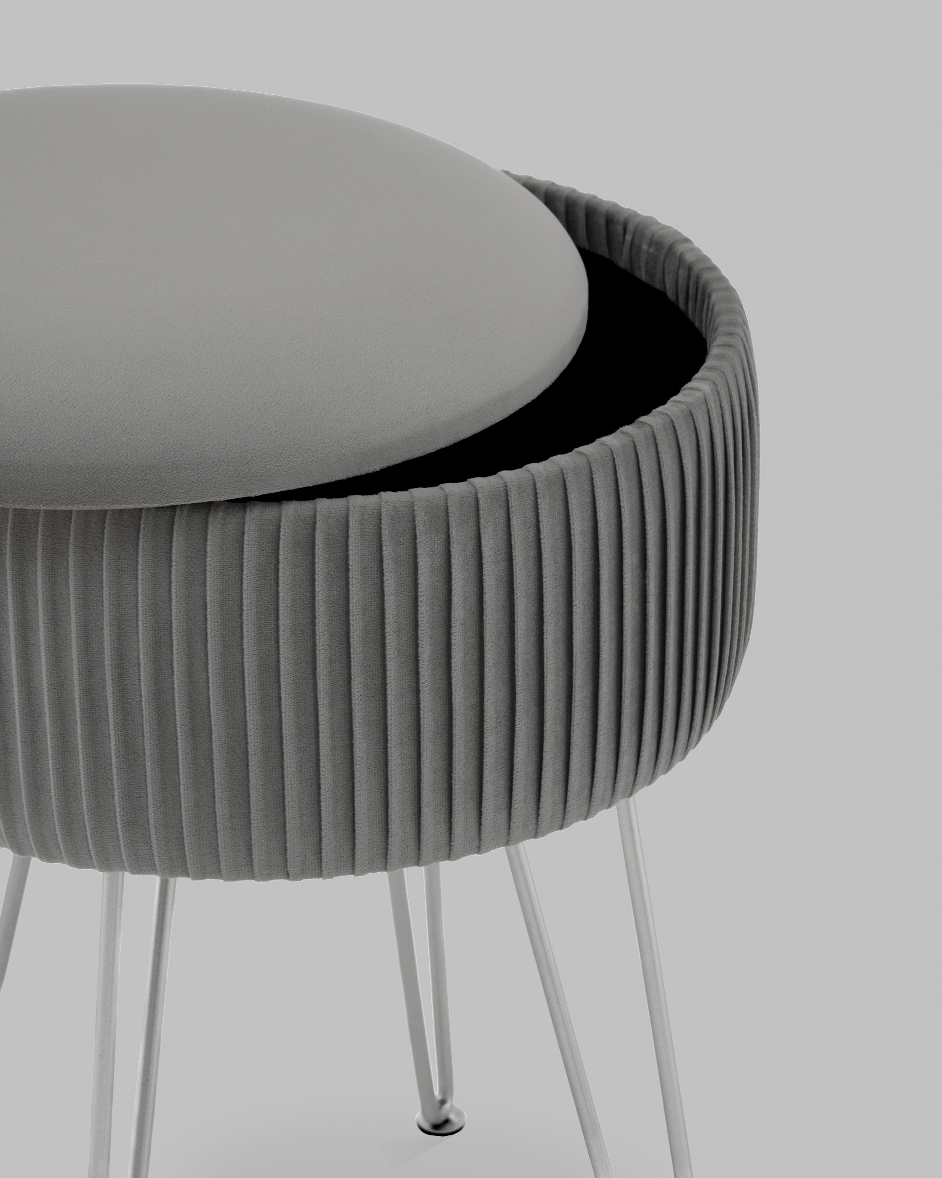 Пуф Астор серебристый серебряные ножки