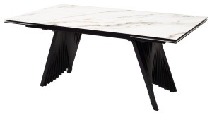 Стол ИВАР (IVAR) 180 цвет KL-188 Контрастный мрамор, итальянская керамика / ЧЕРНЫЙ, ®DISAUR