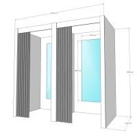 Примерочная кабина 2-секционная для ПВЗ и магазина белая со шторами цвет на выбор