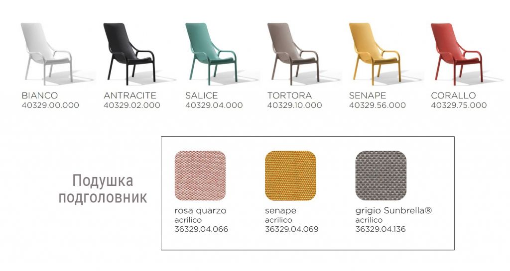 Лаунж-кресло пластиковое с подушкой Net Lounge белый, серый