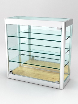 Витрина из профиля настенная "ВАЙБ ИКС" №4-3П-З-220 (задняя стенка Зеркало), Дуб Золотистый