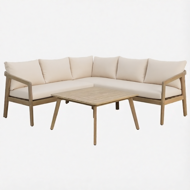 Модуль деревянный трехместный с подушками Nara песочный, бежевый