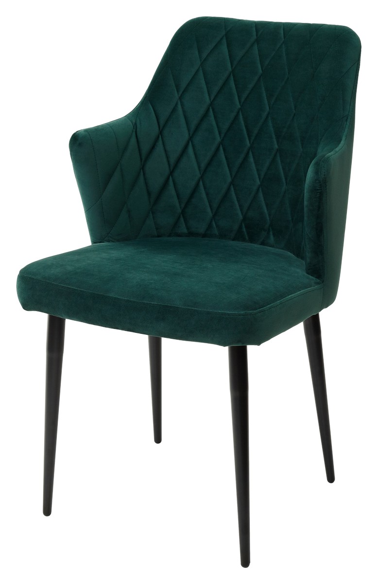 Стул ГЕРМАН (HERMAN) ЗЕЛЕНЫЙ #19, велюр / черный каркас