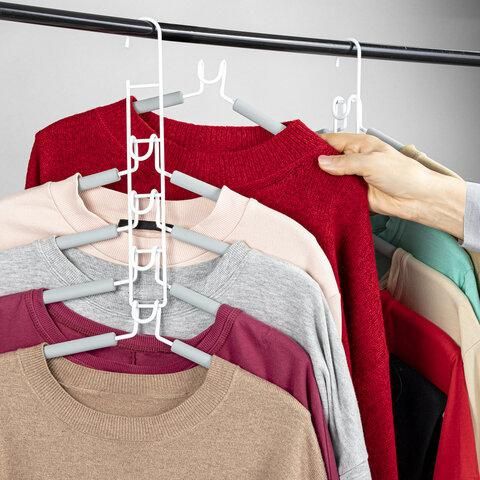 Вешалка-плечики трансформер, 5 плечиков, металл с покрытием, серые, BRABIX, 607475
