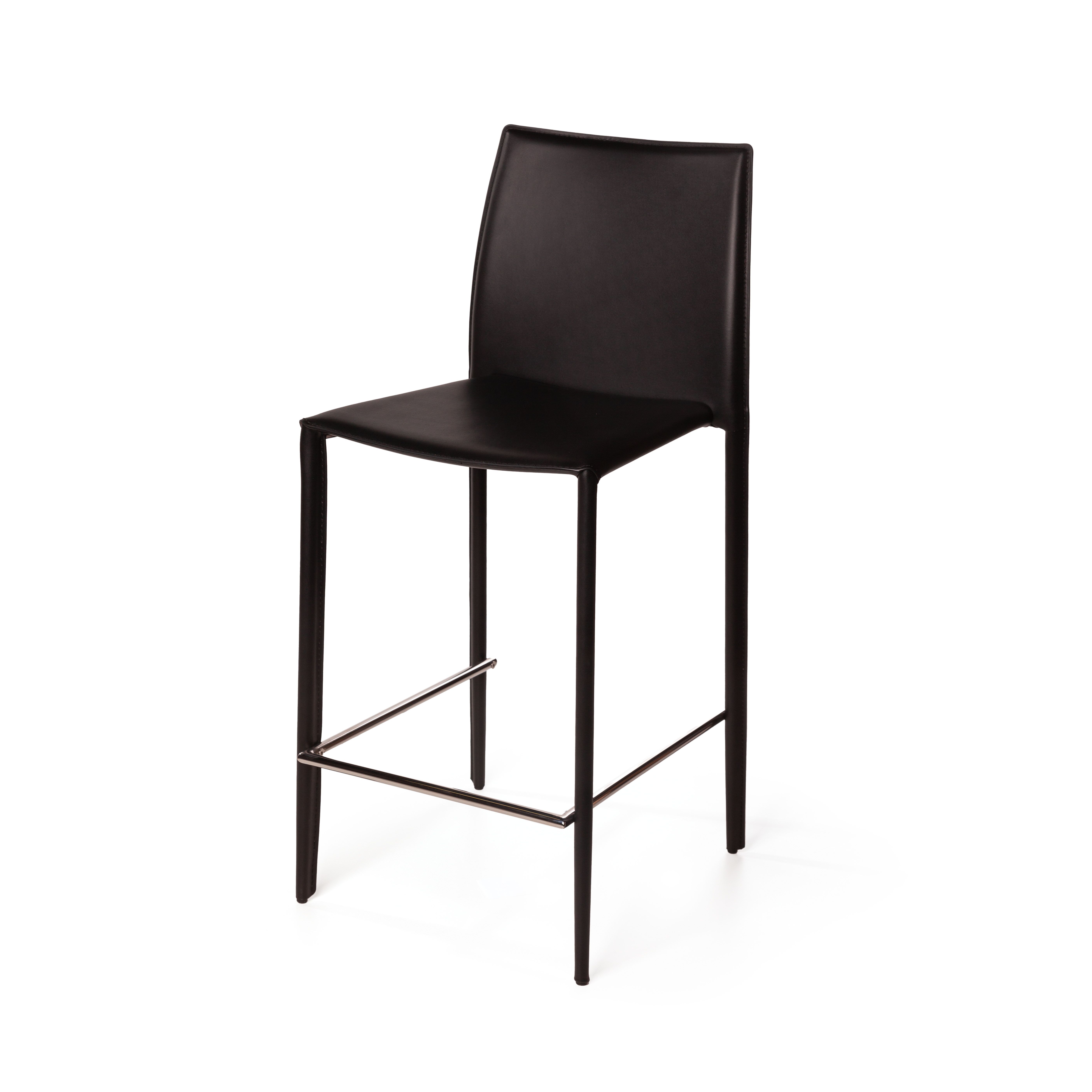 Стул полубарный Рольф, кожа черный