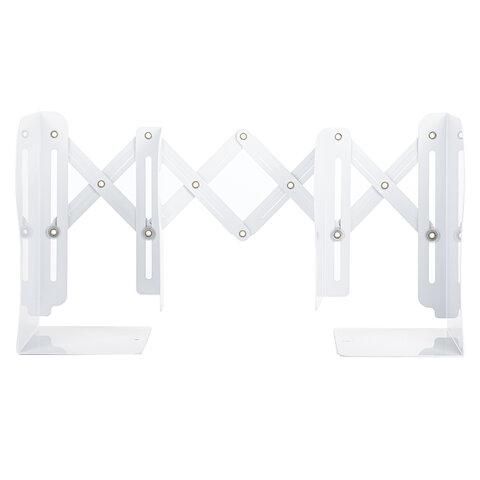 Подставка-держатель для книг и учебников BRAUBERG, раздвижная, металлическая, белая с печатью, 237903