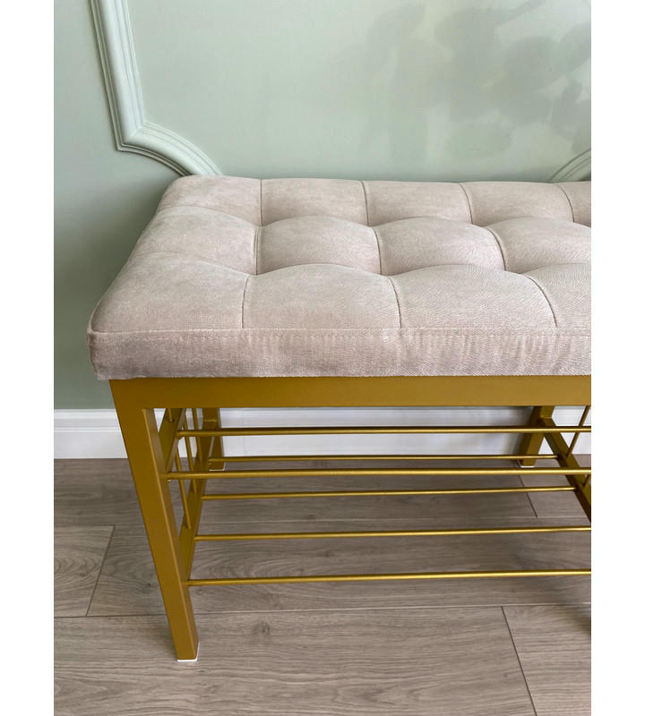 Банкетка Сканди-60-2-х полочная (бежевый/золото)