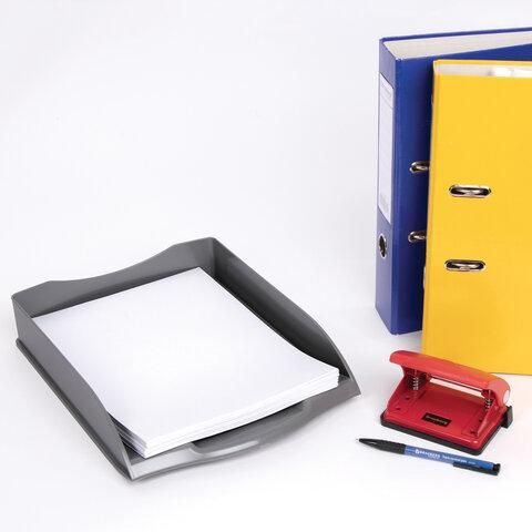 Лоток горизонтальный для бумаг BRAUBERG "Delta", A4 (340х270х60 мм), серый, 237267