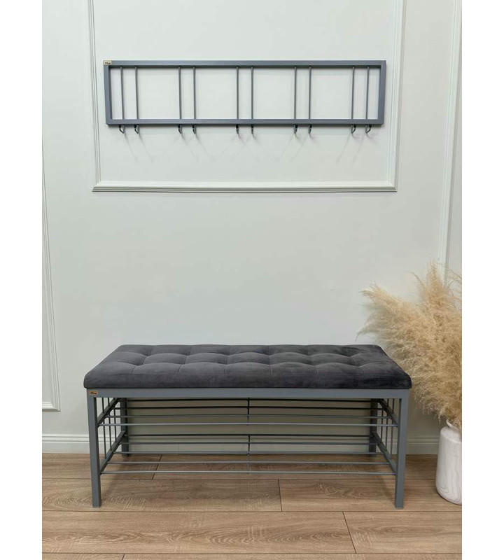 Вешалка настенная металлическая с крючками -115 (серый) цена 2 700 ₽ Вешалка настенная металлическая с крючками -115 (серый)