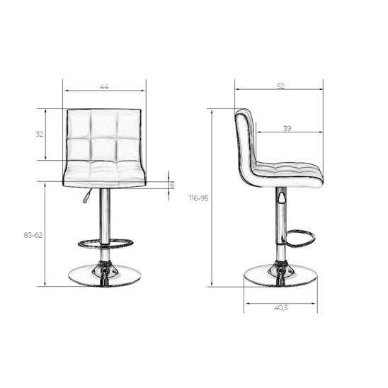 Барный стул Candy регулируемый, кремовый