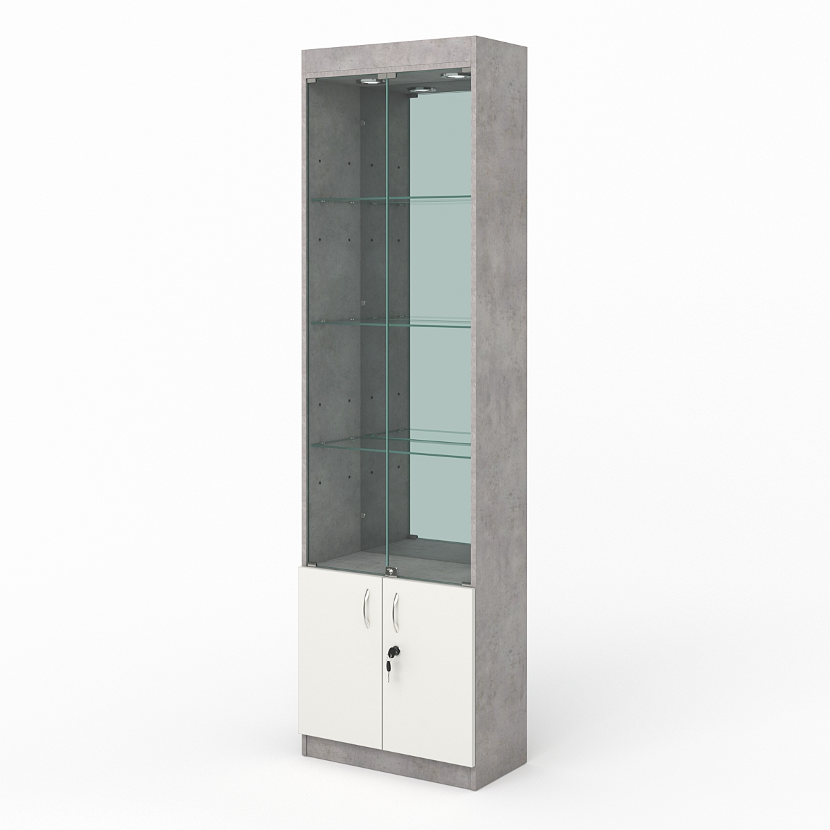 Витрина №300-3-600 (с дверками, задняя стенка - зеркало)