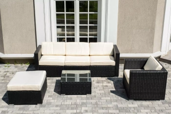 "Даллас" лаунж-зона из искусственного ротанга на 5 персон, цвет черный