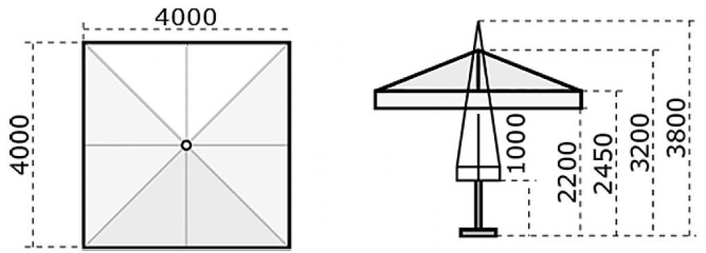 Зонт профессиональный телескопический 4х4 м Leonardo Telescopic антрацит, слоновая кость