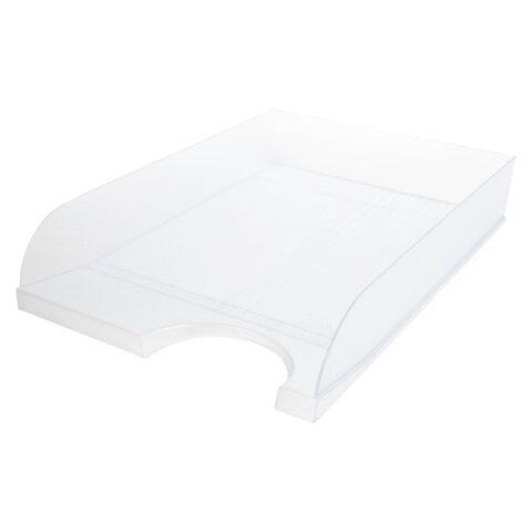 Лоток горизонтальный для бумаг BRAUBERG "Standard", 350х253х65 мм, прозрачный, 238349