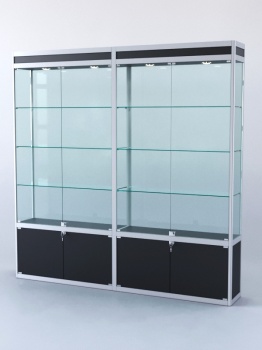 Витрина "ПРЯМОУГОЛЬНАЯ" №1-2м-300-2 (задняя стенка - стекло), Черный