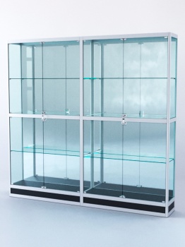 Витрина "ПРЯМОУГОЛЬНАЯ" №4-2м-300-3 (задняя стенка - зеркало), Черный