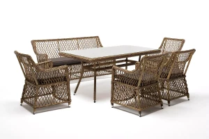 "Катания" обеденная группа плетеная на 6 персон