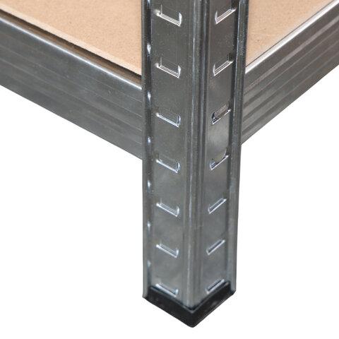 Стеллаж металлический BOOMHOUSE (БУМХАУС) безболтовой, 1800x900x400 мм, 5 полок МДФ, нагрузка на стеллаж до 875 кг, серебристый, 291412