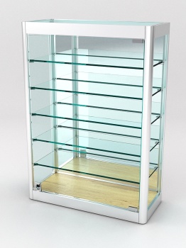 Витрина из профиля настенная "ВАЙБ ИКС" №2-5П-З-220 (задняя стенка Зеркало), Дуб Золотистый