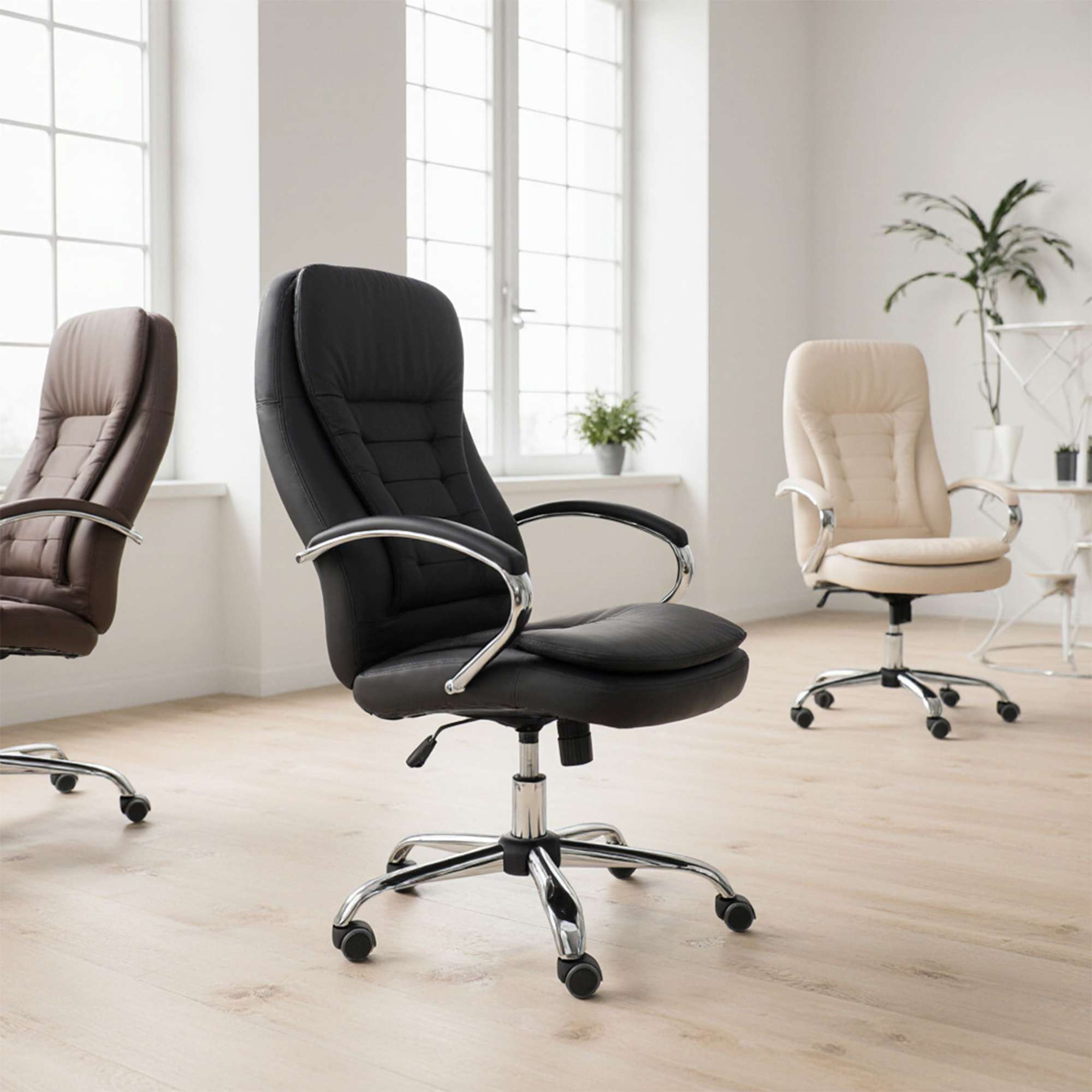 Кресло поворотное Richard New, коричневый, экокожа