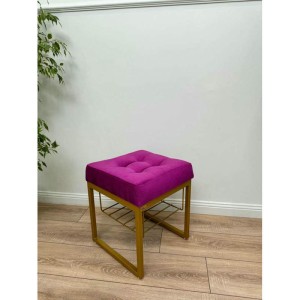 Банкетка Марсей 40-44 с полкой (фуксия/золото)