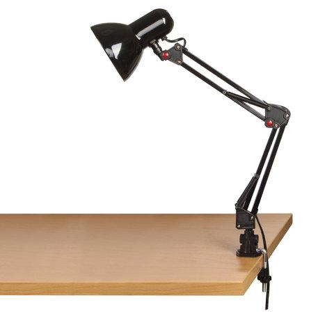 Настольная лампа / светильник SONNEN TL-007, подставка + струбцина, 40 Вт, Е27, черный, высота 60 см, 235540