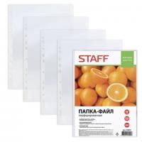 Папки-файлы перфорированные, А4, STAFF, комплект 100 шт., матовые, 45 мкм, 226832