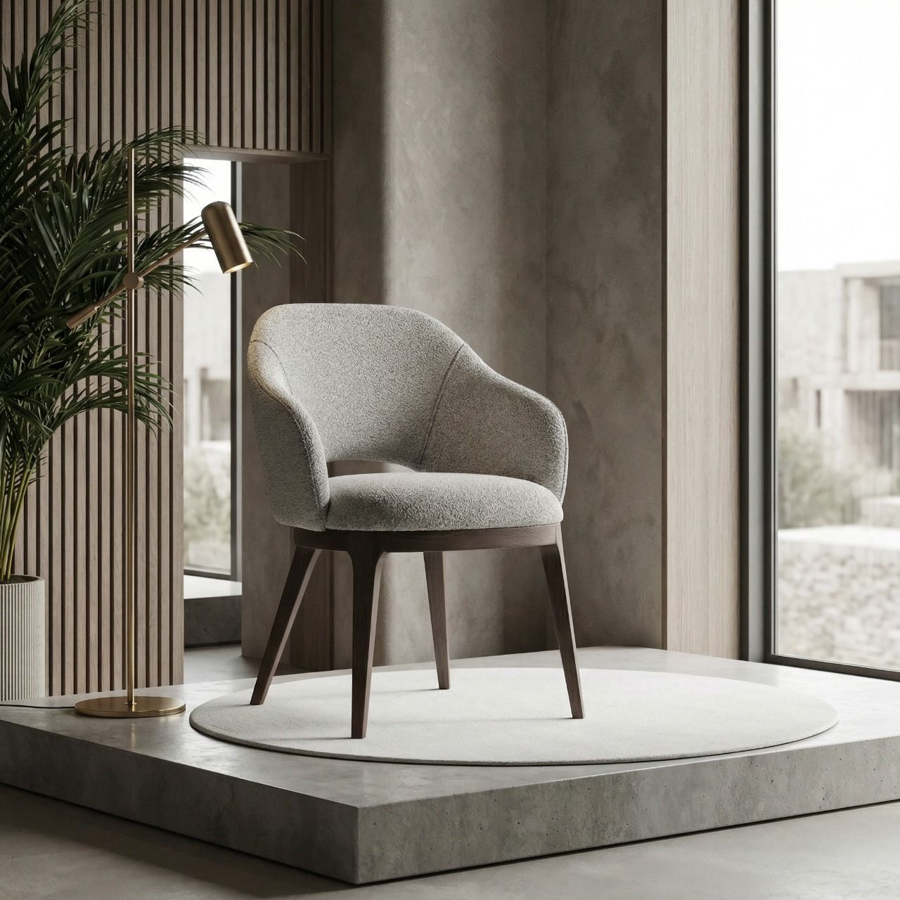 Стул Атрио, массив, ткань белый