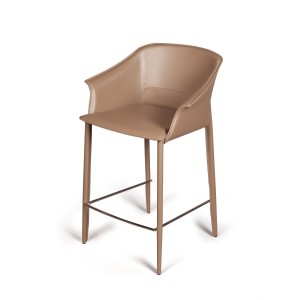 Стул полубарный Джио, кожа хаки-тауп