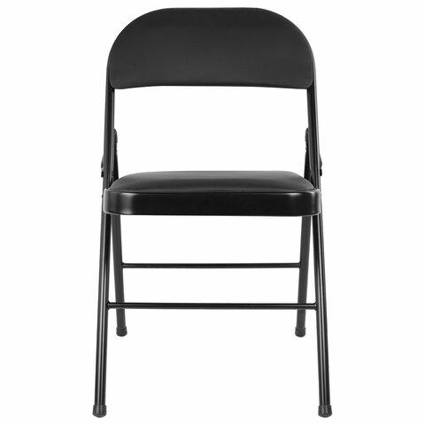 Стул складной BRABIX "Golf Plus CF-003 КОМФОРТ", черный каркас, кожзам черный, В КОРОБЕ, 533026