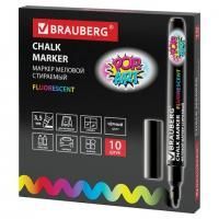 Маркер меловой BRAUBERG "POP-ART", сухостираемый, для гладких поверхностей, 3,5 мм, ЧЕРНЫЙ, 151525