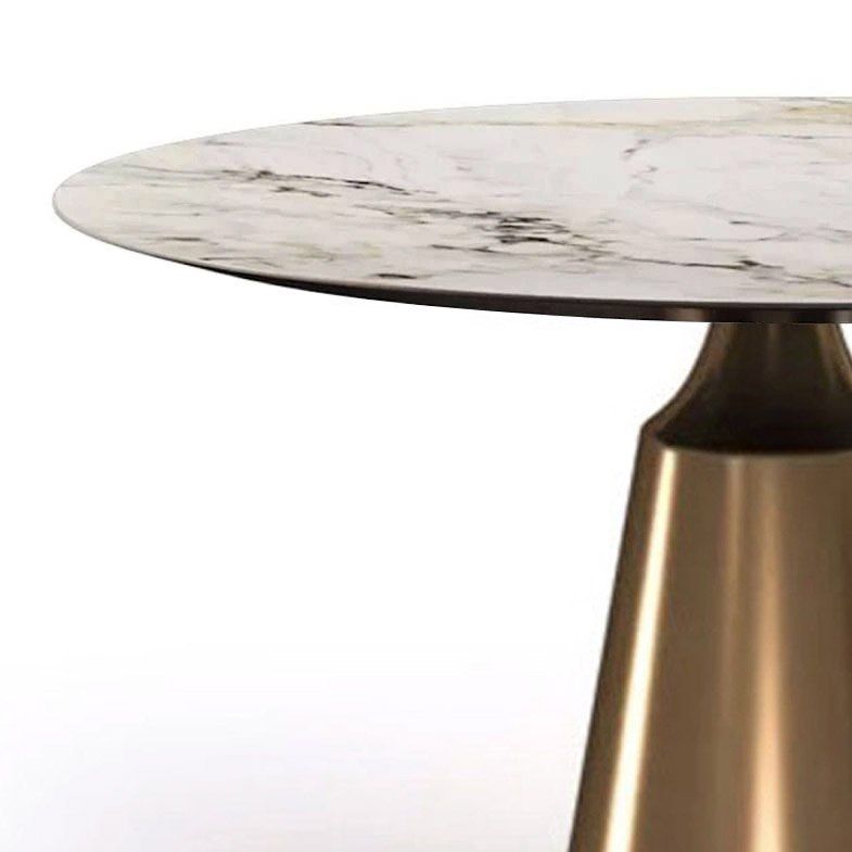 Стол круглый Лукас 100, керамика глянцевая, светлая