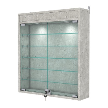 Витрина настенная №1-7А с подсветкой, Метрополитан Грей