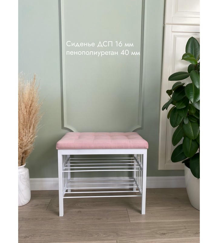 Банкетка Сканди-60-2-х полочная (светло-розовый/белый)