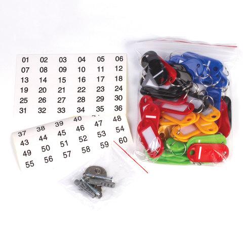 Шкафчик (Ключница) на 48 ключей BRAUBERG, 250х180х80 мм, с замком, +48 брелоков, серый, 290338