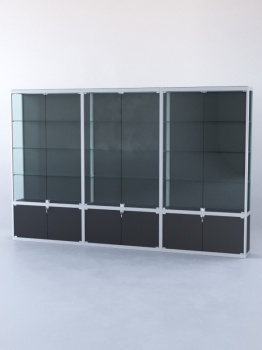 Витрина "ПРЯМОУГОЛЬНАЯ" №2-3м-300-1 (задняя стенка - ДВП), Черный