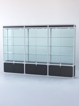 Витрина "ПРЯМОУГОЛЬНАЯ" №1-3м-400-2 (задняя стенка - стекло), Черный