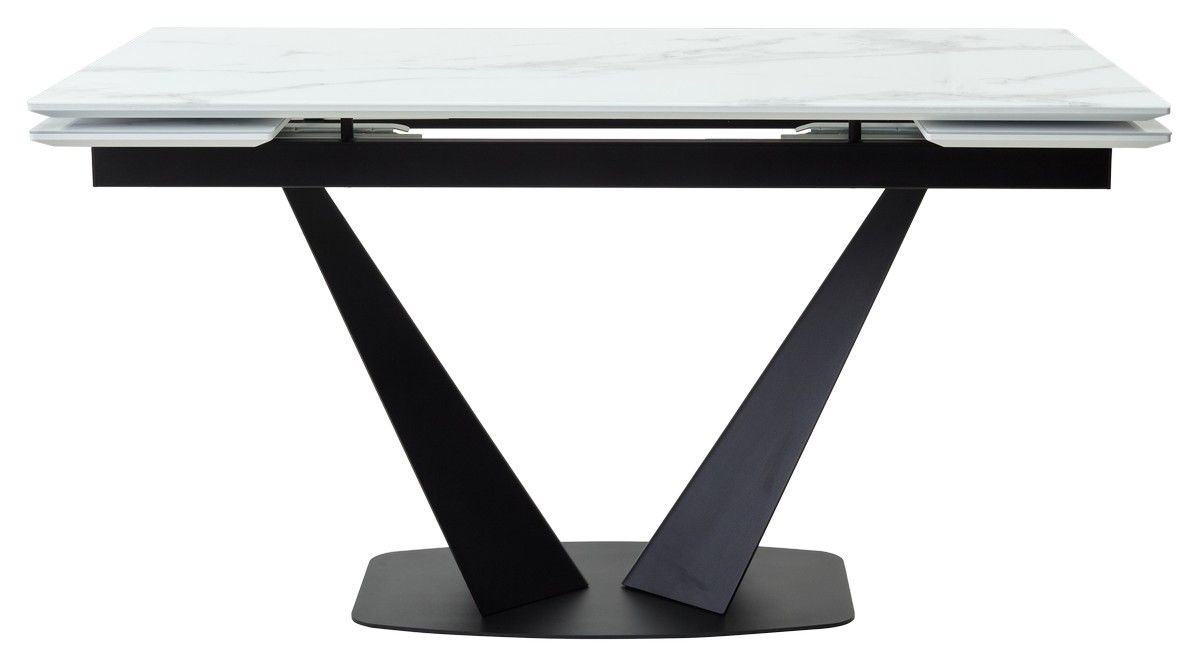 Стол Ниагара 160 БЕЛЫЙ МРАМОР, стекло / ЧЕРНЫЙ,