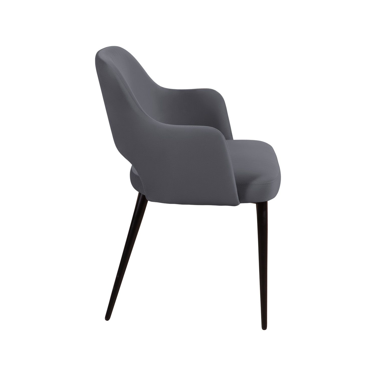 Стул Вильям с подлокотниками, бархат серый 27/ черный конус