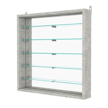 Витрина настенная с регулировочными полками №1-6ГУ-РЕГ с зеркалом, Метрополитан Грей