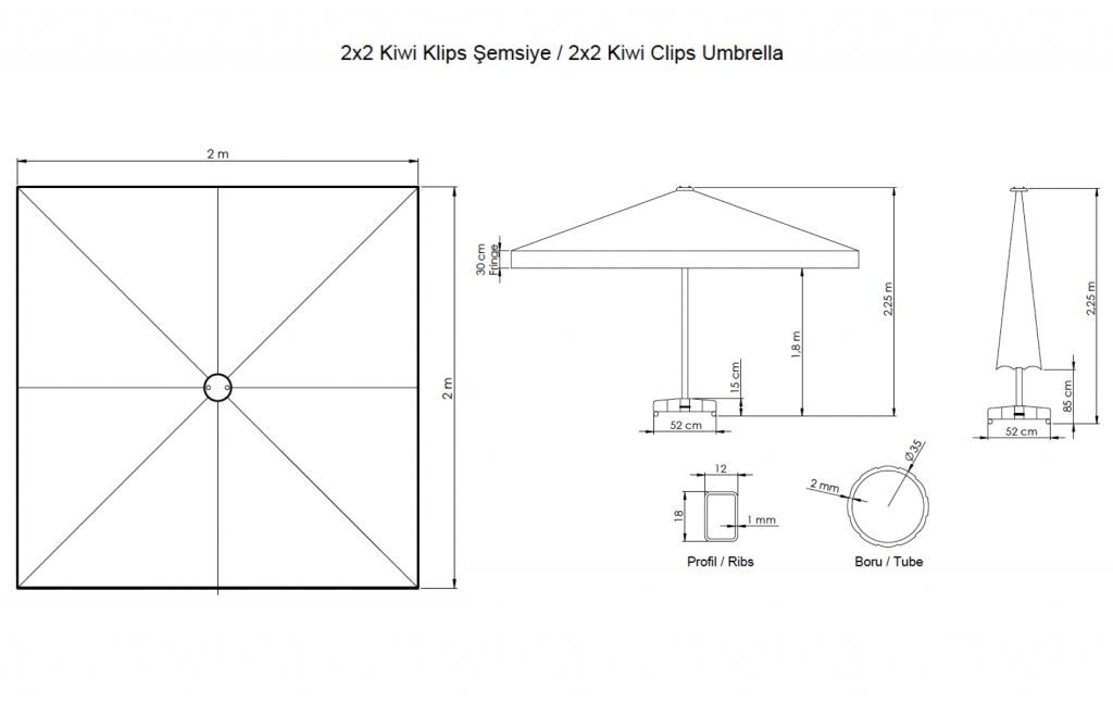 Зонт пляжный профессиональный Kiwi Clips бежевый